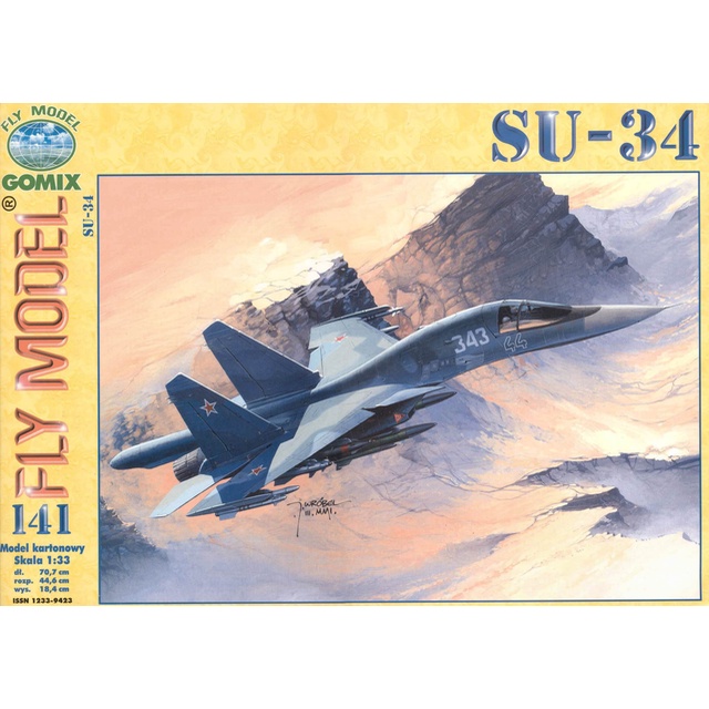 Bộ kit mô hình giấy 3D Máy bay Model Kartonowy - Fly Model 141 - Su-34