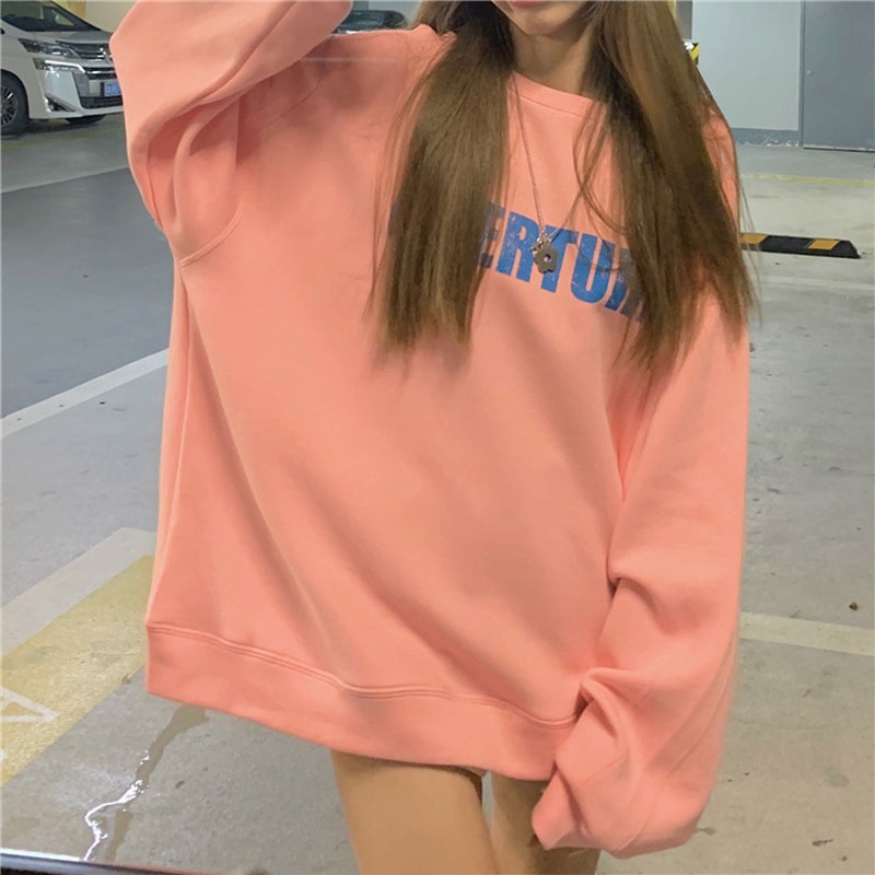 Áo sweatshirt thể thao XINLANYASHE dáng rộng in họa tiết chữ cái thời trang Hàn Quốc trẻ trung dành cho nữ