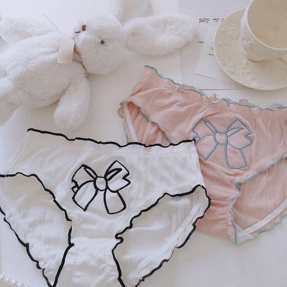 OCEANMAP Quần Lót Cotton Phối Bèo Thoáng Khí Phong Cách Lolita Cho Nữ