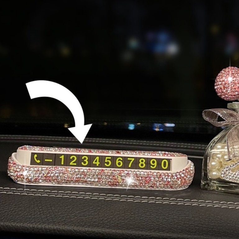 Bảng Gắn Số Điện Thoại Trên Taplo Ô Tô Đính Đá Cao Cấp nhiều màu