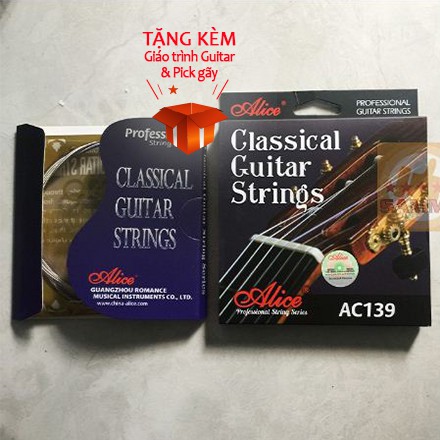 Dây đàn Classic AC139 size N tình cảm âm hay - Bộ 6 dây đàn guitar cổ điển Alice - Tem chống hàng giả thế hệ mới