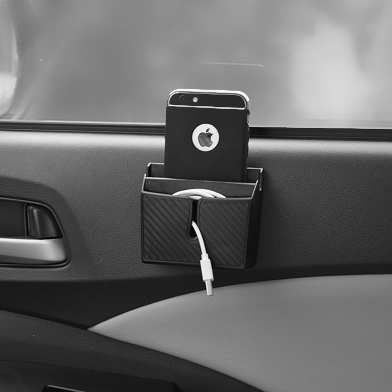 Hộp Đựng Điện Thoại Họa Tiết Sợi Carbon Có Thể Tháo Rời Tiện Dụng Cho Xe Hơi