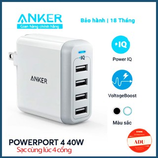 Cốc Sạc ANKER PowerPort 4 Cổng 40W Chính Hãng Có Power IQ