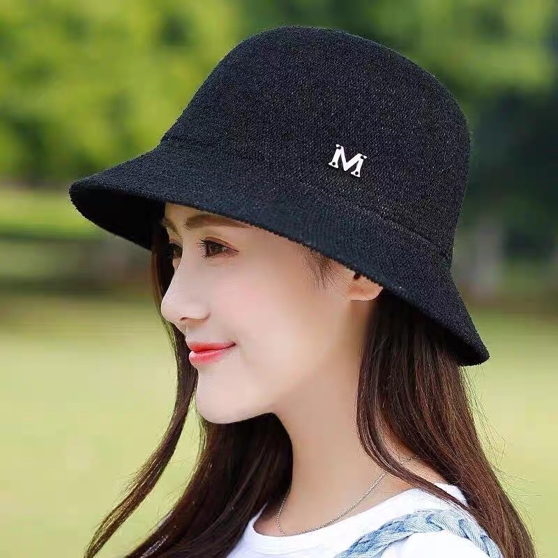 Mũ nữ cói vành rộng chữ M , phụ kiện thời trang nữ