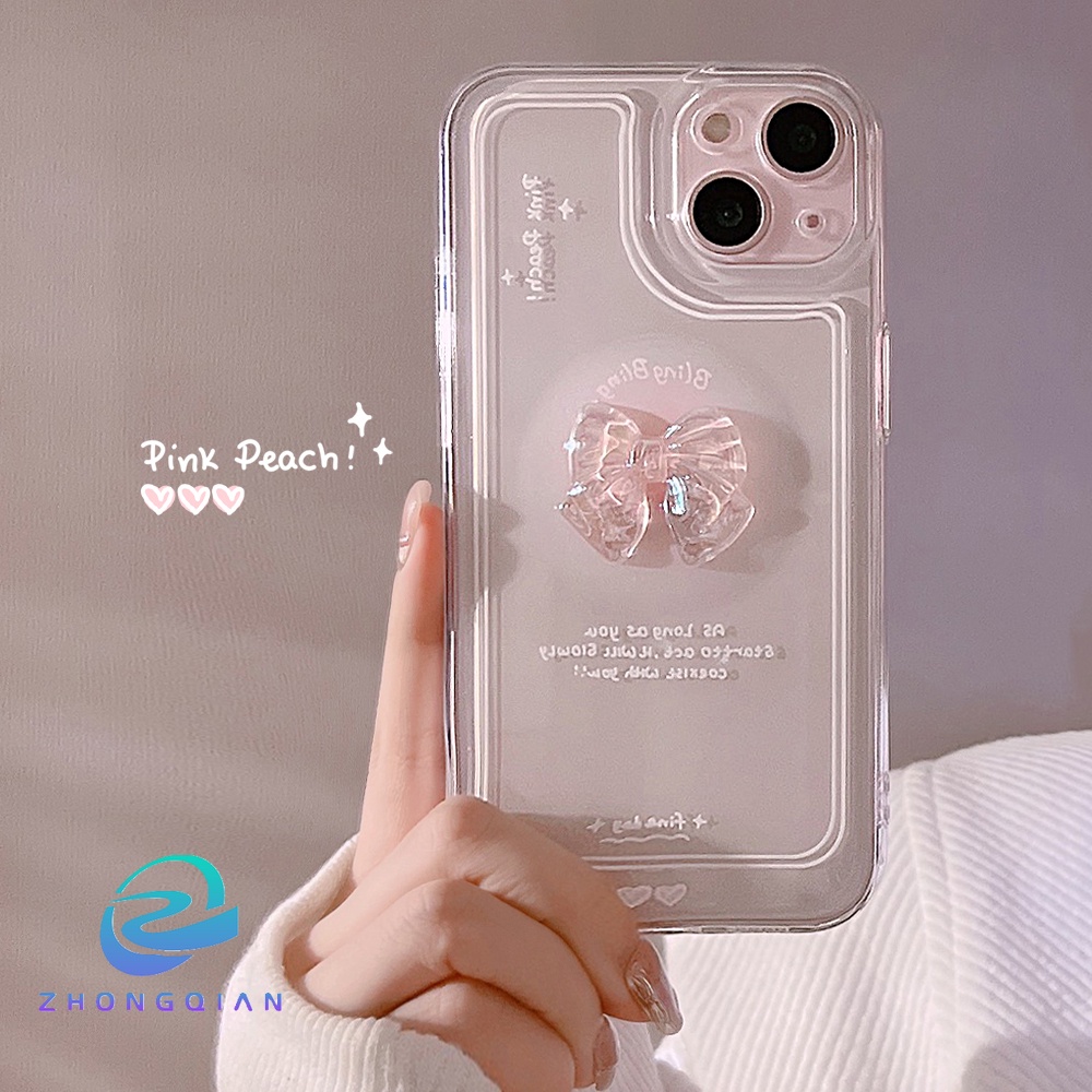 Ốp Điện Thoại acrylic Mềm Chống Sốc Đính Nơ Dễ Thương Cho iPhone 11 12 13 Pro max mini XS max xr 7 8 se2020 plus