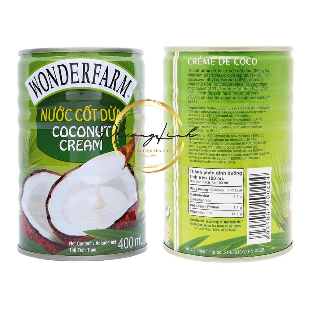 Nước Cốt Dừa Wonderfarm Coconut Cream Lon 400ml