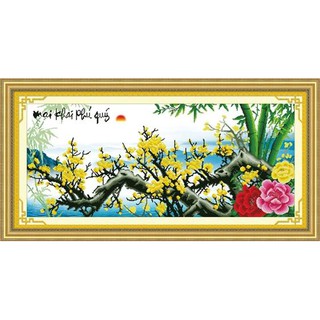Tranh thêu chữ thập mai khai phú quý dlh-222754