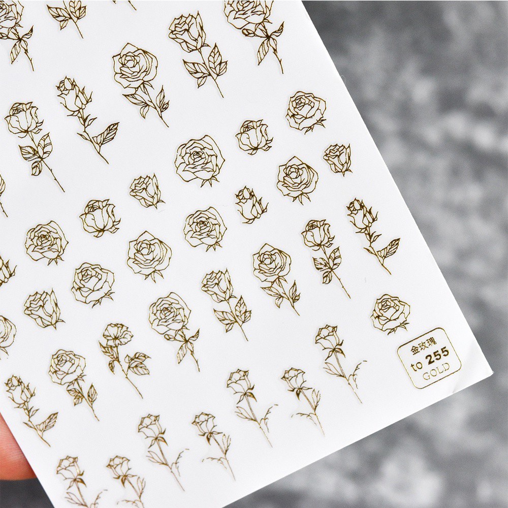 [Hàng mới về] Miếng dán trang trí móng tay diy nhiều họa tiết 5D tông màu trắng đen thời trang