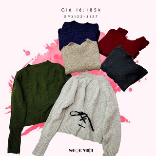 Sp3122-3127 áo len nhung tay dài đan+cột nơ lưng