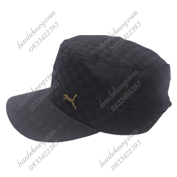 Nón kết đầu bằng có đuôi logo con báo kim loại độc đáo - Đen