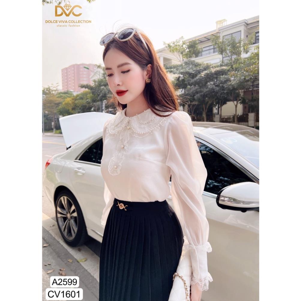 (KÈM VIEO VÀ ẢNH TRẢI SÀN) ÁO TRẮNG CỔ BÈO A2599 - DOLCE VIVA COLLECTION VAY-BIGTREESTORE