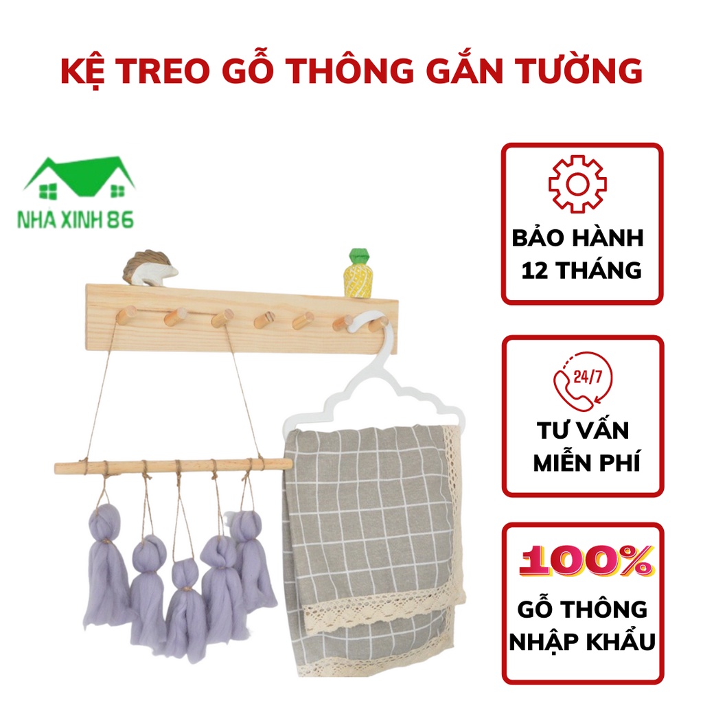 Móc Treo Quần Áo Gỗ Gắn Tường 1997store_vn -  Móc Treo Tường Đa Năng - KT 38x5cm - Bảo Hành Lỗi 1 Đổi 1