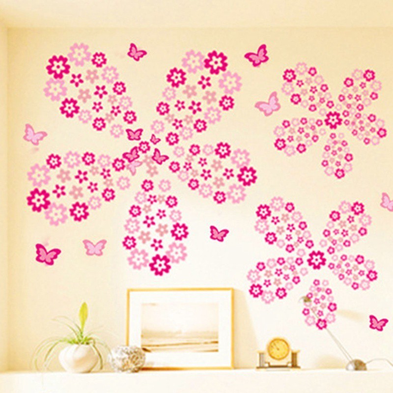 Sticker dán tường nghệ thuật hình bông hoa dùng trang trí phòng khách