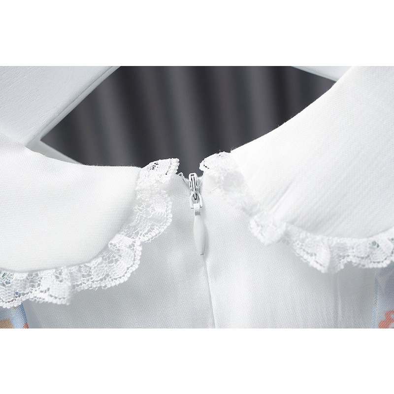 Đầm Tay Ngắn Cổ Peter Pan In Họa Tiết Phong Cách Lolita Thời Trang Mùa Hè Cho Bé Gái E21247