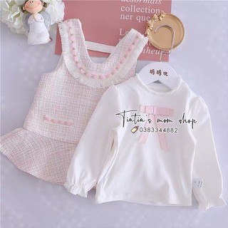 Set váy yếm tweet Vlinder kèm áo trong xinh xắn 6-24M