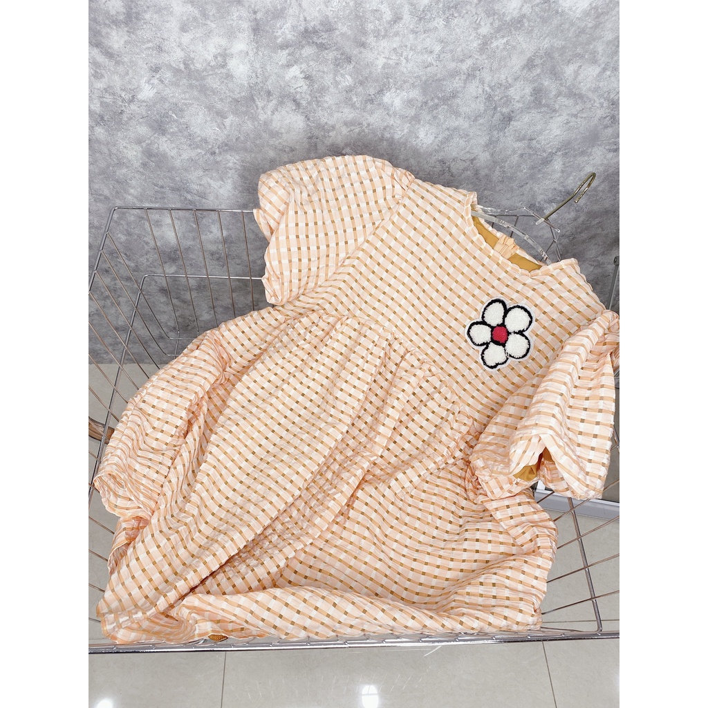 Váy Baby Doll Thiết Kế Tay Phồng Logo Hoa Xinh Xắn - HN085