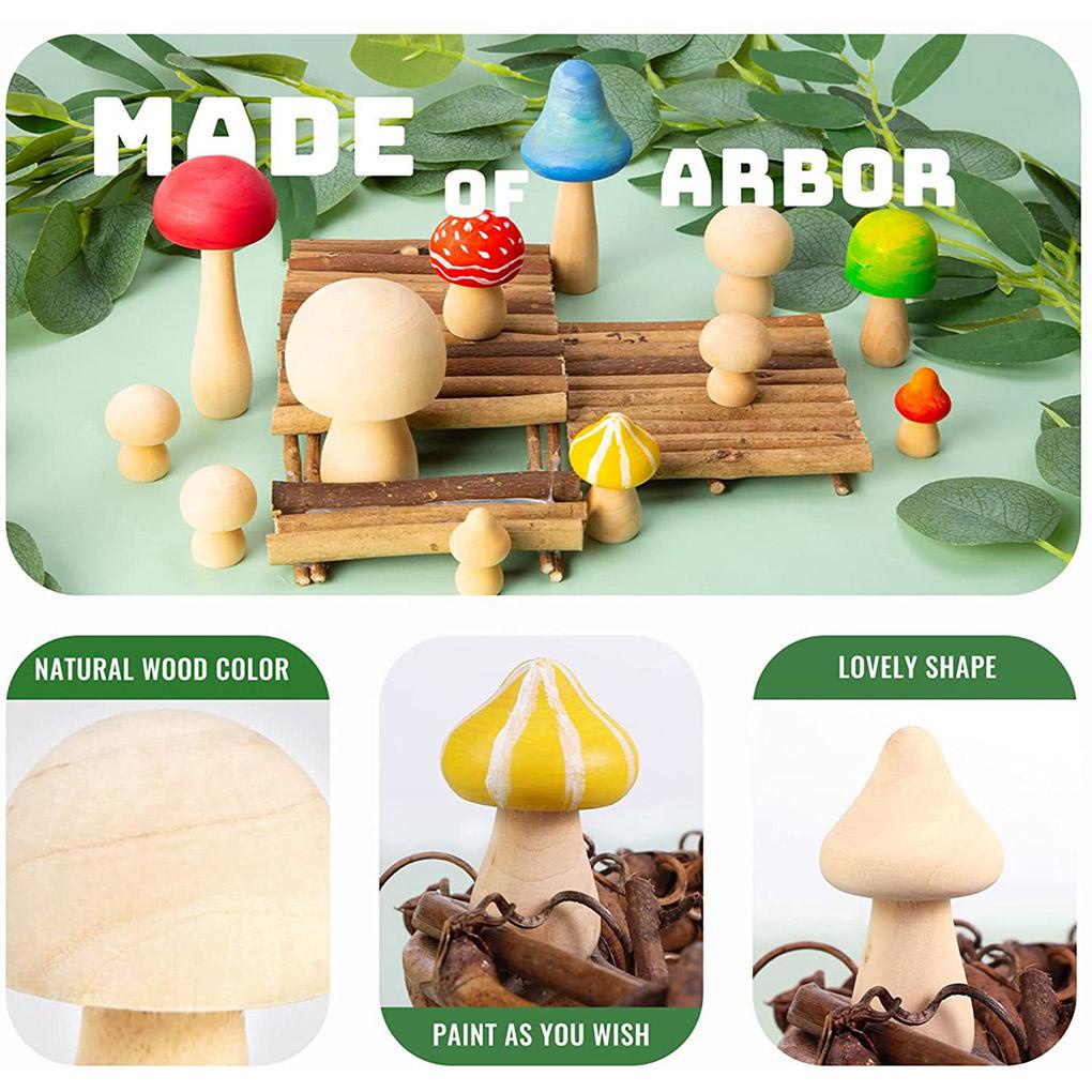 Bộ Cây Nấm Bằng Gỗ Chưa Hoàn Thành Dùng Trang Trí DIY
