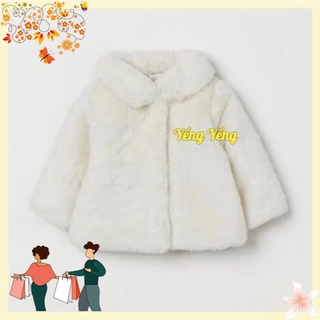 Abe100 - áo khoác lông trắng mềm cho bé gái