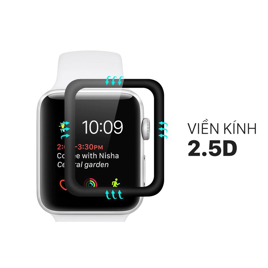 Kính cường lực 3D dán bảo vệ màn hình đồng hồ thông minh Apple iWatch 38mm 42mm 40mm 44mm