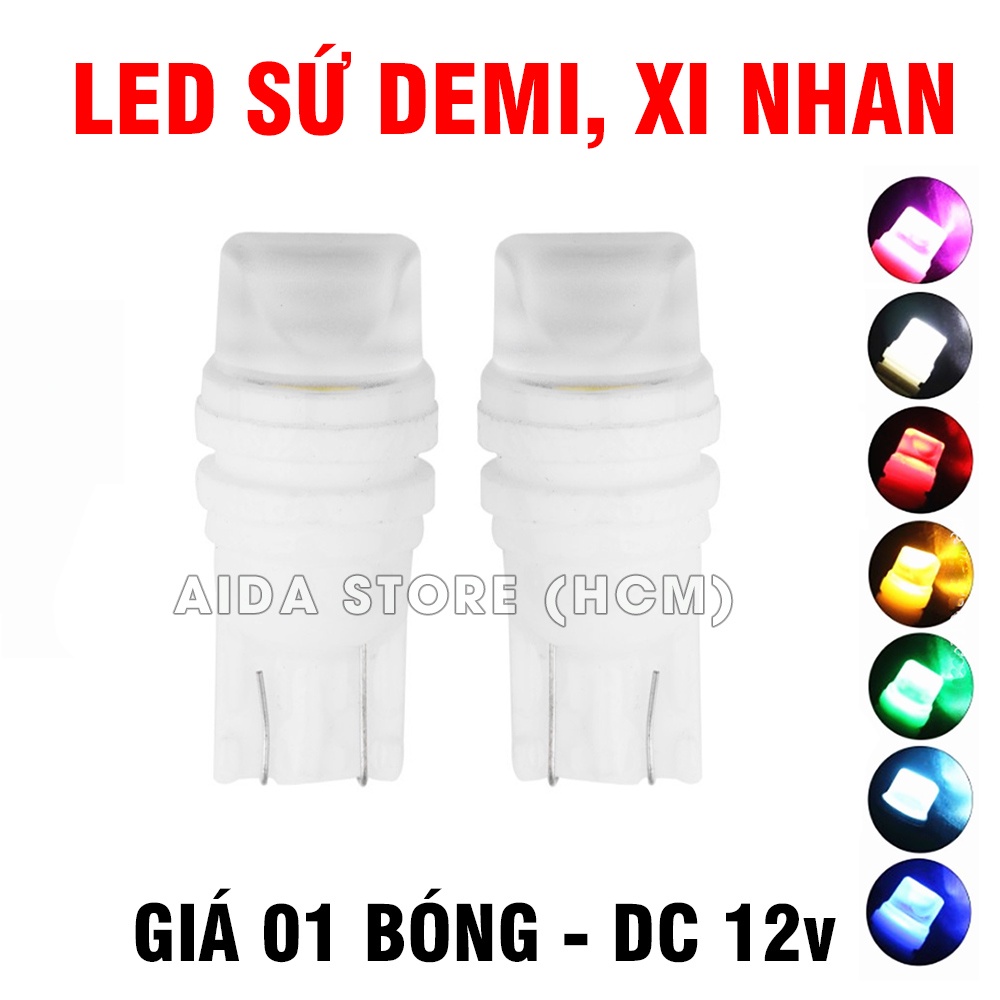 01 bóng LED T10 2835 NEW 3smd SỨ ĐÚC lắp demi xi nhan xe máy, ô tô DC12v