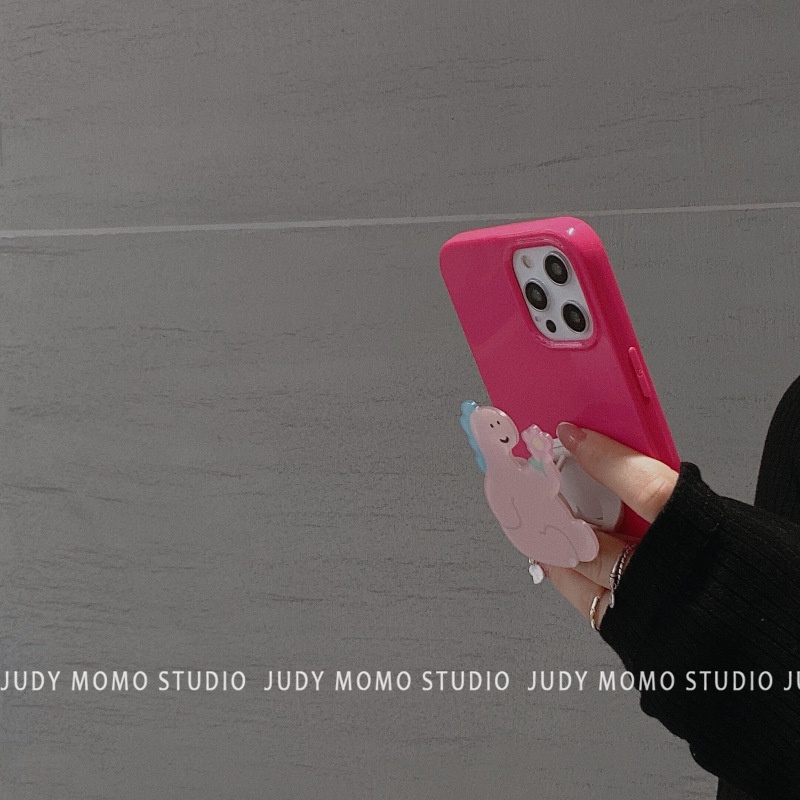 Ốp Điện Thoại Màu Kẹo Có Giá Đỡ Hình Khủng Long Cho Iphone 11 8 7 Plus SE2 XS XR 12 13 PRO MAX