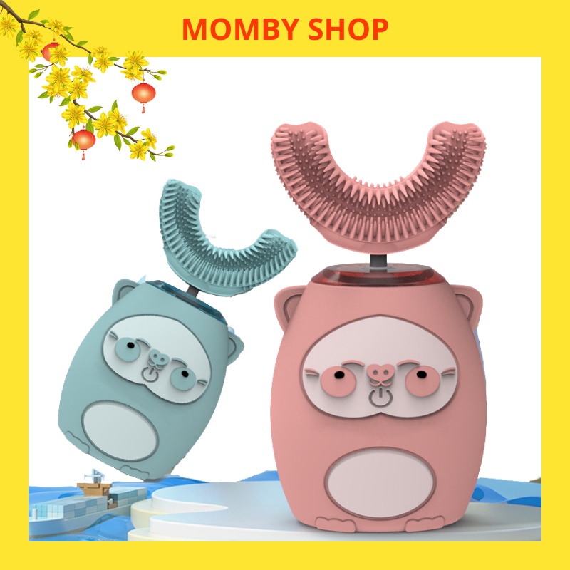 Bàn chải điện đánh răng cho bé HEALTHY BABY - Bàn chải chữ U silicon cao cấp siêu mềm phù hợp cho bé từ 2 tuổi