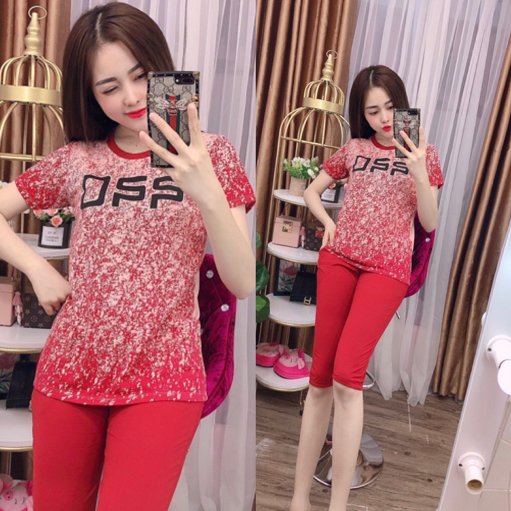 Đồ Bộ Mặc Nhà Nữ Set Đồ Lửng Cotton In Loang Siêu Đẹp Có Size 40-75kg - CT36