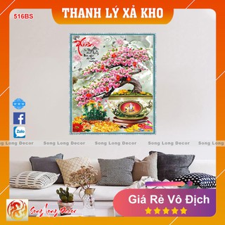Tranh dán tường 3d Hoa Đào - 516BS- Tranh 3D Bon Sai - Giấy dán tường 3d - Song Long Decor