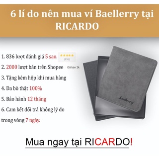 Ví da nam , ví nam dáng đứng thương hiệu baellery đựng thẻ , đựng card , có hộp dành cho nam đẹp chất