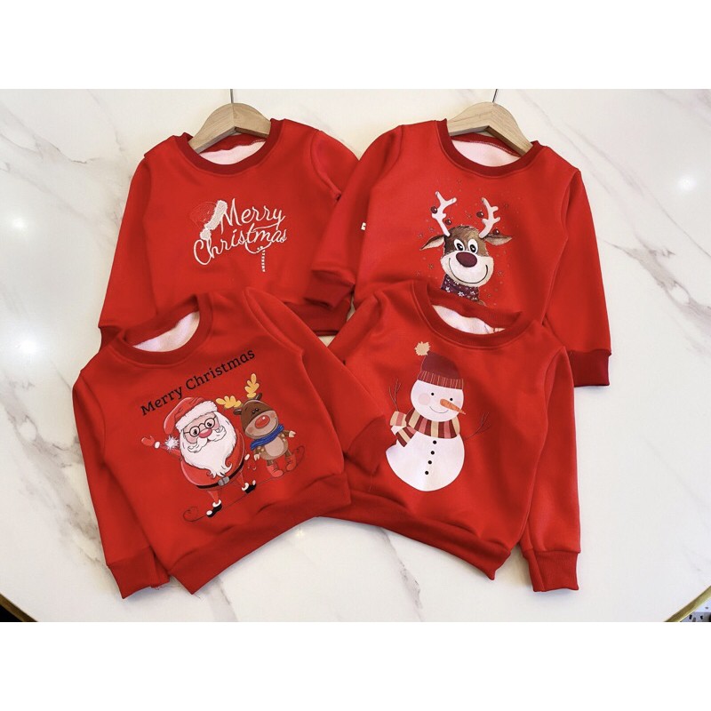 Áo nỉ dài tay cho bé trai, bé gái, áo noel, quà tặng noel cho bé 10-20kg