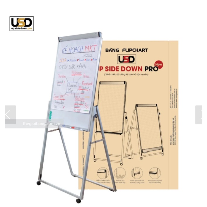 Bảng Flipchart UPSIDEDOWN PRO - Bảng Tân Hà chính hãng - với kích thước khác nhau 60x100cm, 90x120cm