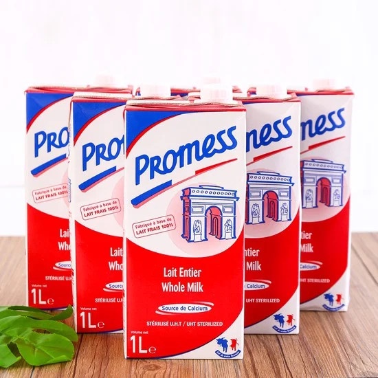Thùng 6 hộp, Sữa Tươi Không Béo, ít béo, Nguyên kem, Tiệt Trùng Promess 1L - Pháp