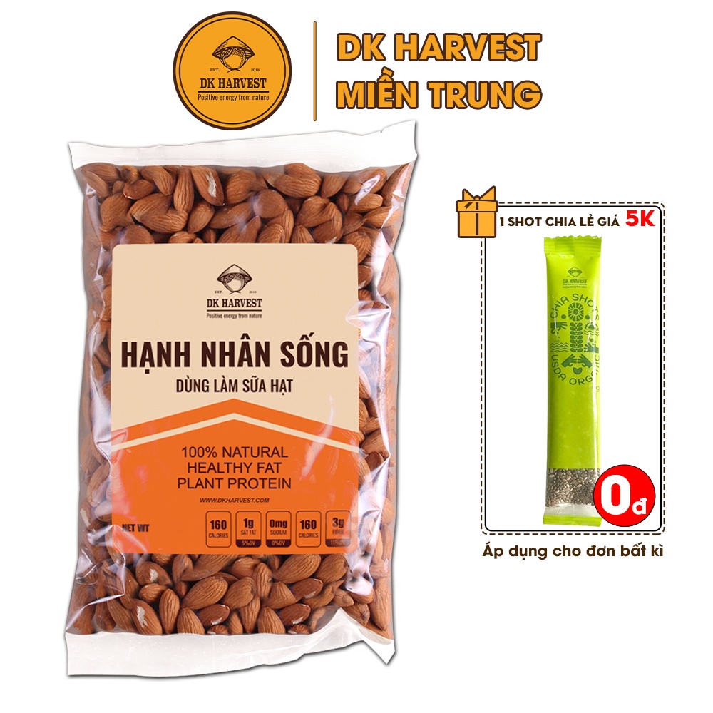 Hạt Hạnh Nhân Sống DK Harvest Dùng Làm Sữa Hạt - Khối Lượng 500G - Nhập khẩu USA - Sản Phẩm Tự Nhiên Tốt Cho Sức Khỏe