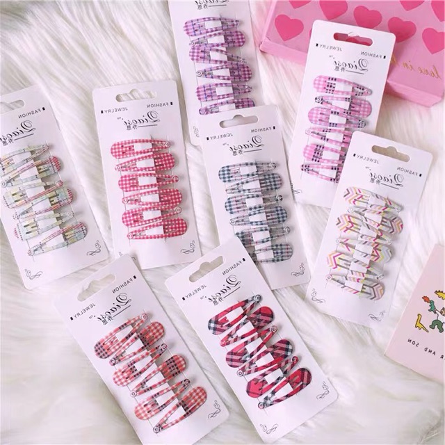 Set kẹp tóc kẻ sọc dễ thương kẻ sọc cute - Maben