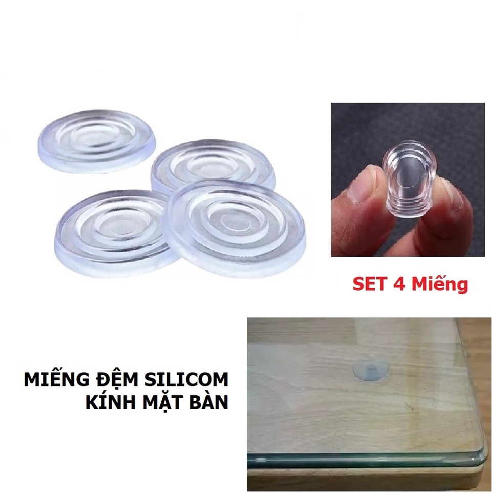 4 Miếng Đệm - Taky, Kê Kính Mặt Bàn Kính Đệm Silicon Lót Giữa Kính Và Mặt Bàn Chống Xê Dịch, Trơn Trượt Mặt Kính - 5505