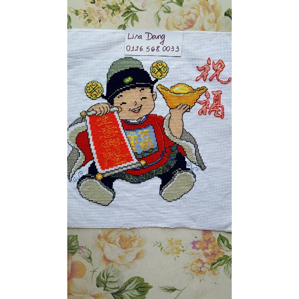 Tranh thêu THẦN TÀI(đã thêu)31*32cm