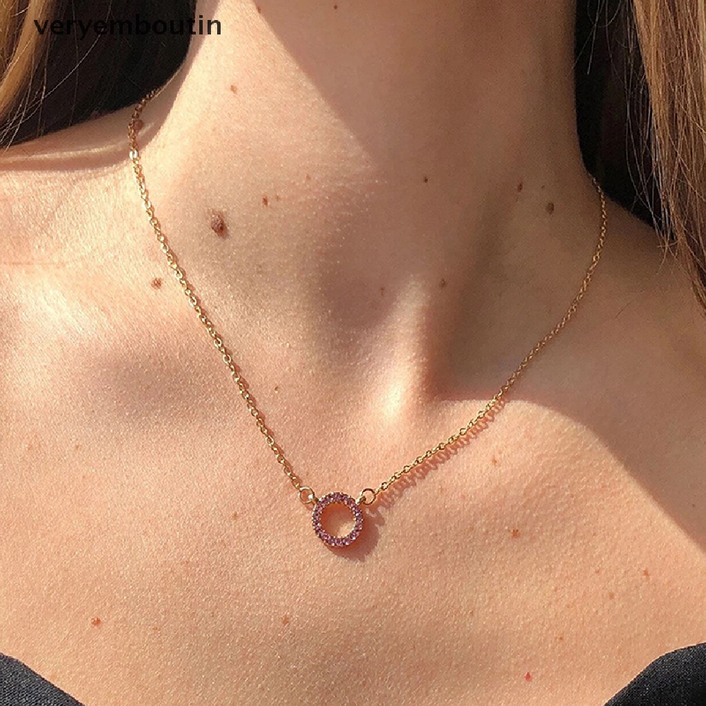 【in】 Fashion Women's Round Necklace Shiny Rhinestone Necklace Round Pendant Necklaces .