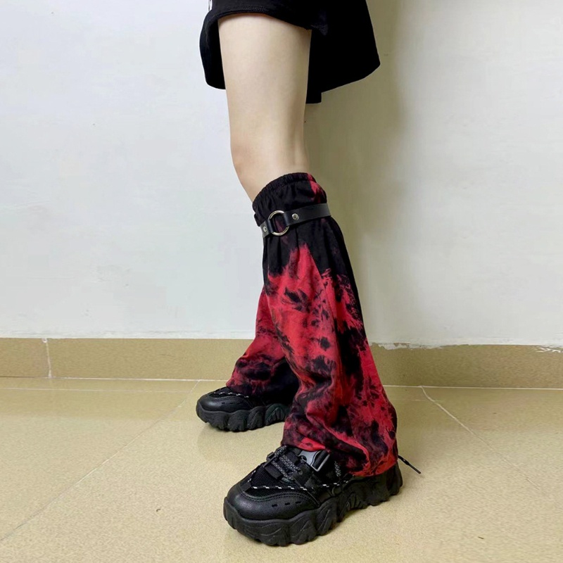Vớ ống loe co giãn giữ ấm chân màu gradient phong cách Harajuku punk Nhật Bản cho nữ