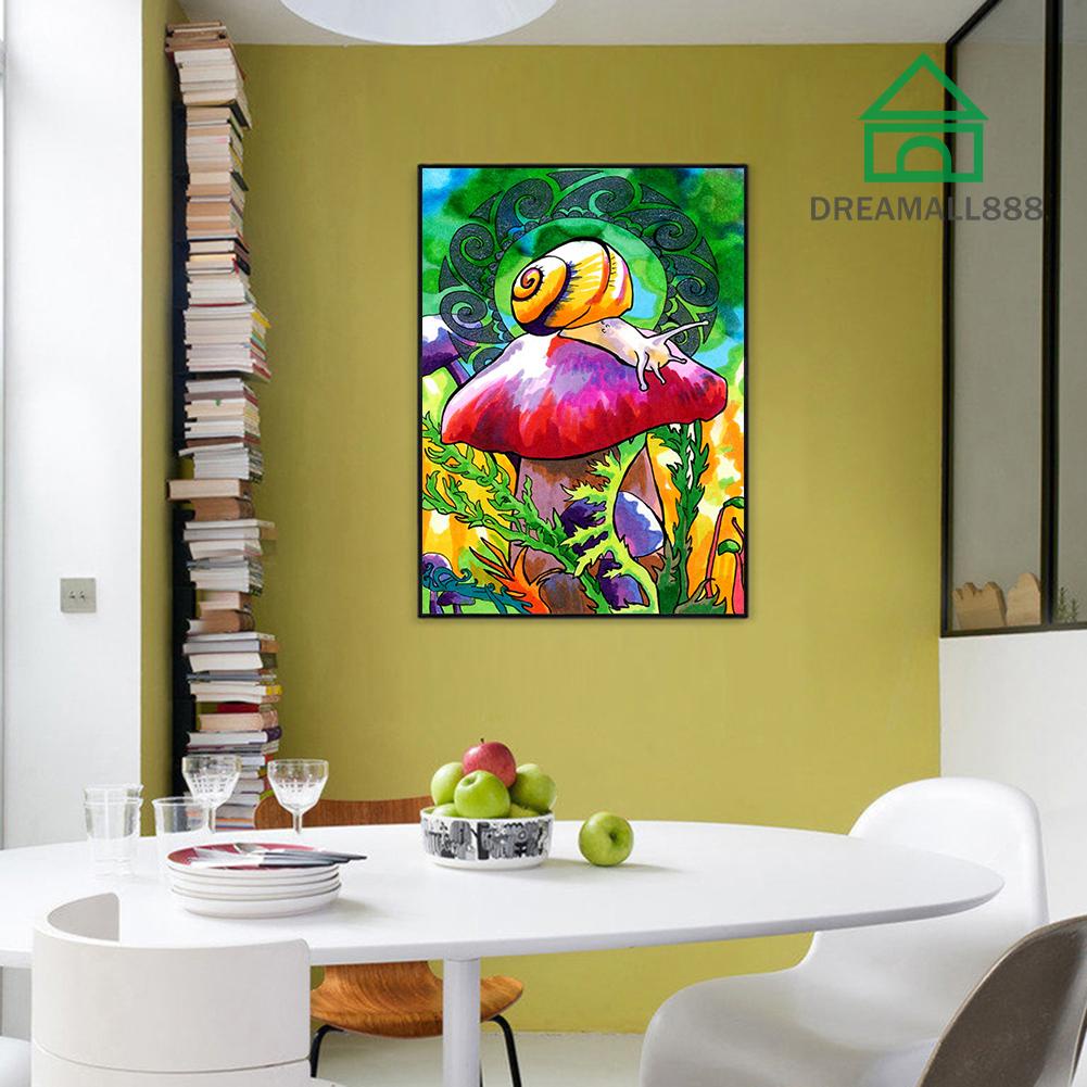 ✡ Fake flower  Draw Resin Full Round Diamond Painting Mushrooms Snails Handmade Wall Picture Kits