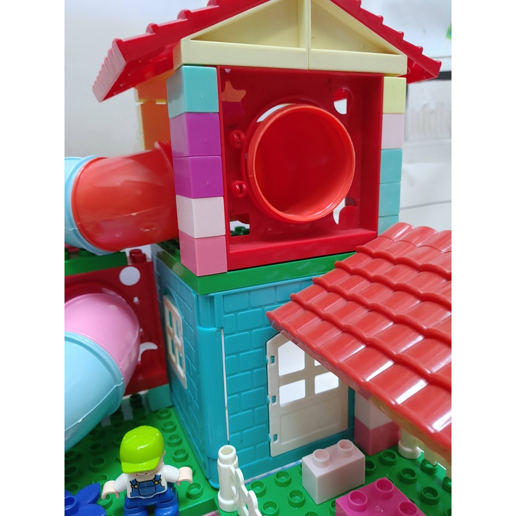 Đồ Chơi xếp hình Lắp Ghép cỡ Lego Duplo ngôi nhà 170 chi tiết, 2kg gạch nhựa ABS, gồm 2 tấm nền  made in VN - Sc012