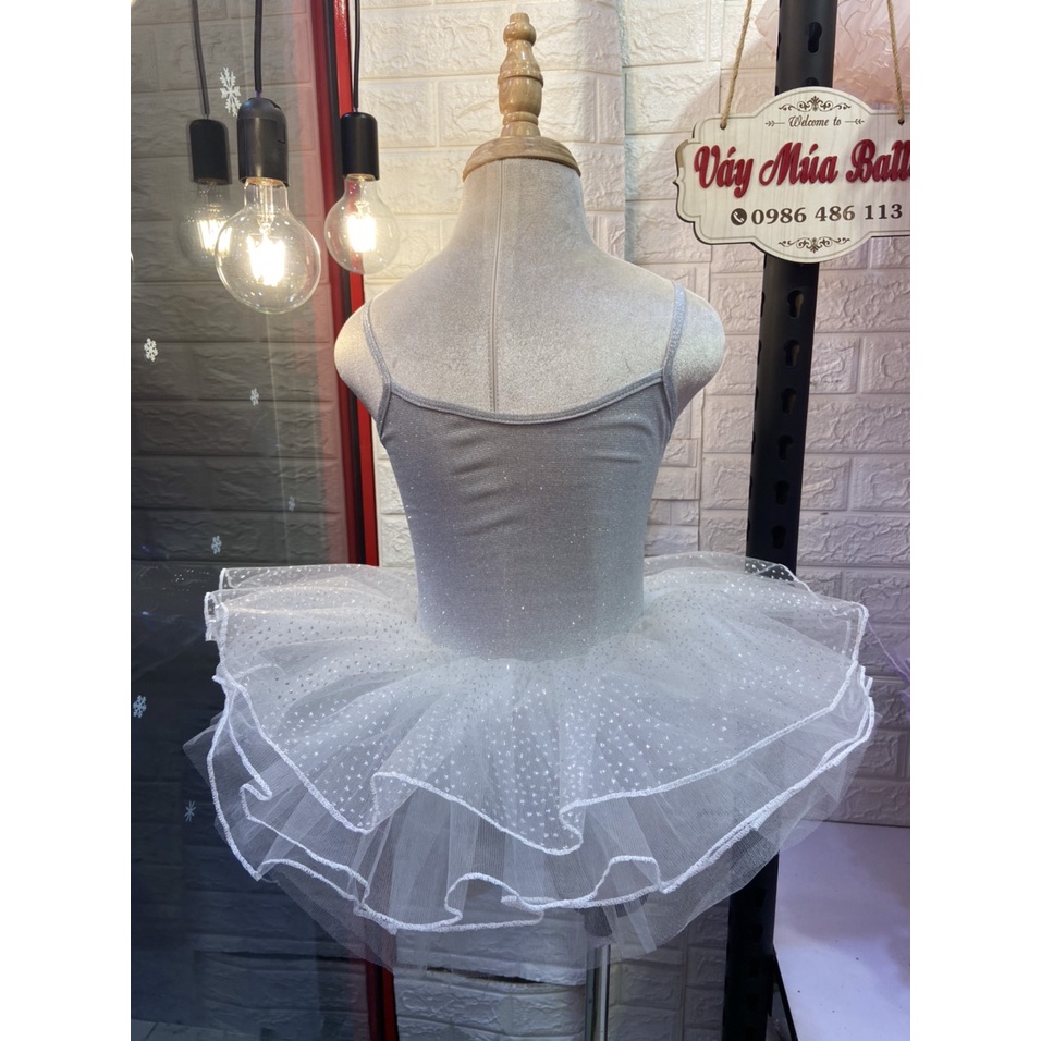 Váy múa 2 dây ren nhũ sao lấp lánh