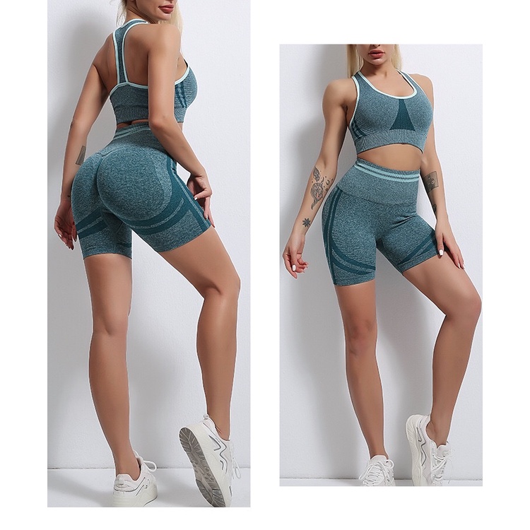 Bộ Đùi Tập GYM Thể Thao Dệt Kim Viền Quần Short Nhún Mông Set Tập Cadio, Chạy Bộ, Đẹp Xe, Erobic