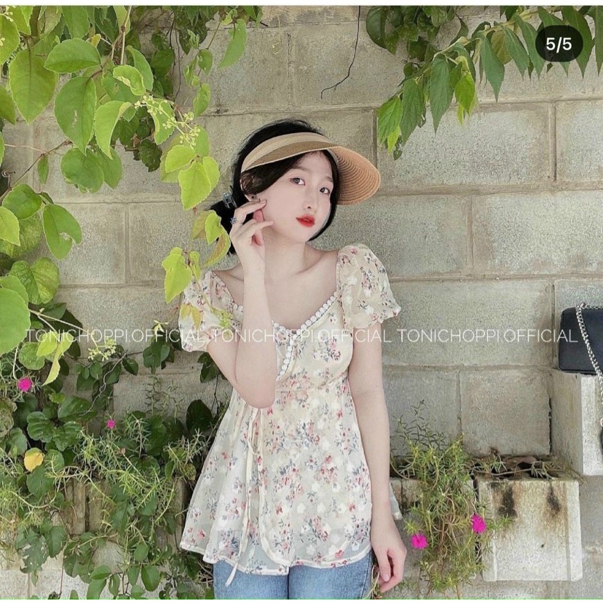 ÁO HOA CỘT NƠ EO (KÈM VIDEO HÌNH THẬT)