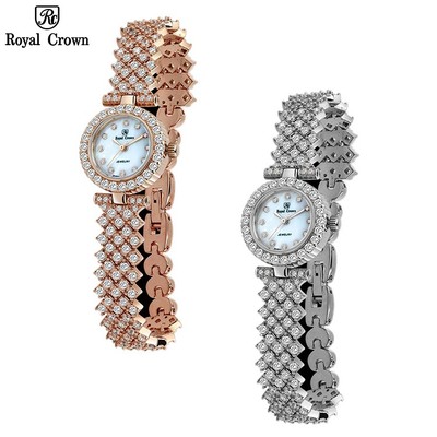 Đồng hồ nữ chính hãng Royal Crown 6305L dây thép đính đá cao cấp, chống nước, đẹp, sang chảnh