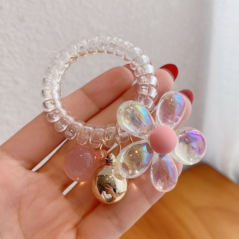 Dây Cột Tóc Đính Hạt Nhiều Màu Hình Hoa Cúc Nhỏ Xinh Xắn Phong Cách Hàn Quốc Cho Bé Gái