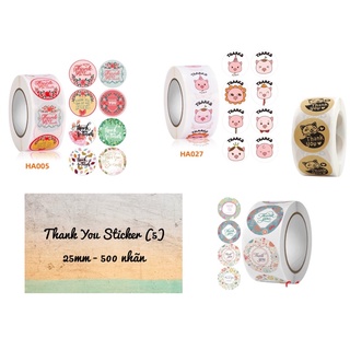 Cuộn 500 nhãn dán 25mm Thank you sticker (BST 5)