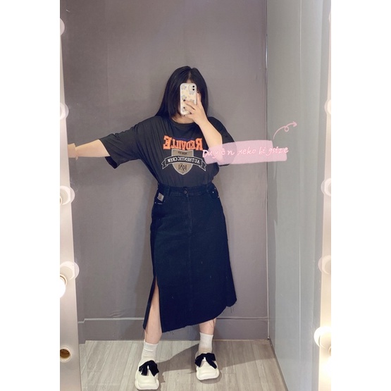 Chân váy jeans bigsize dáng dài 77cm