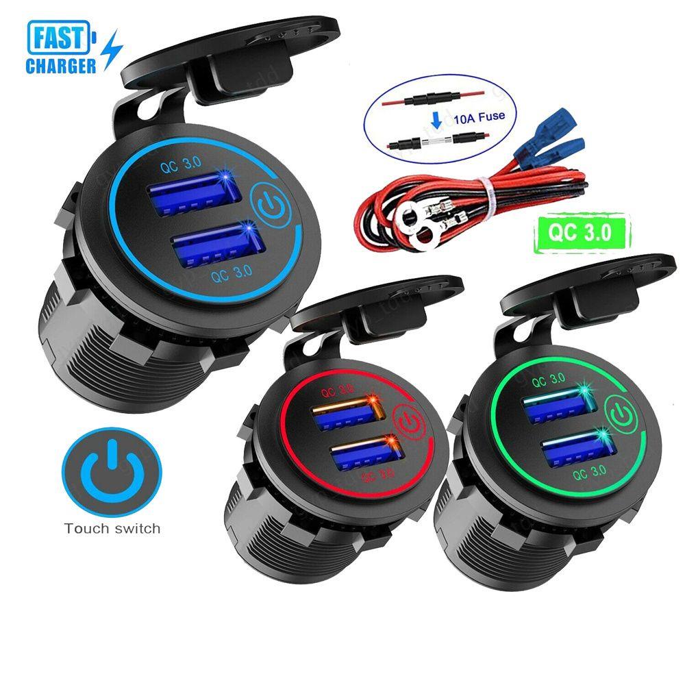 MAG Ổ Cắm Sạc Hai Cổng USB Có Công Tắc Cảm Ứng Thông Dụng Cho Xe