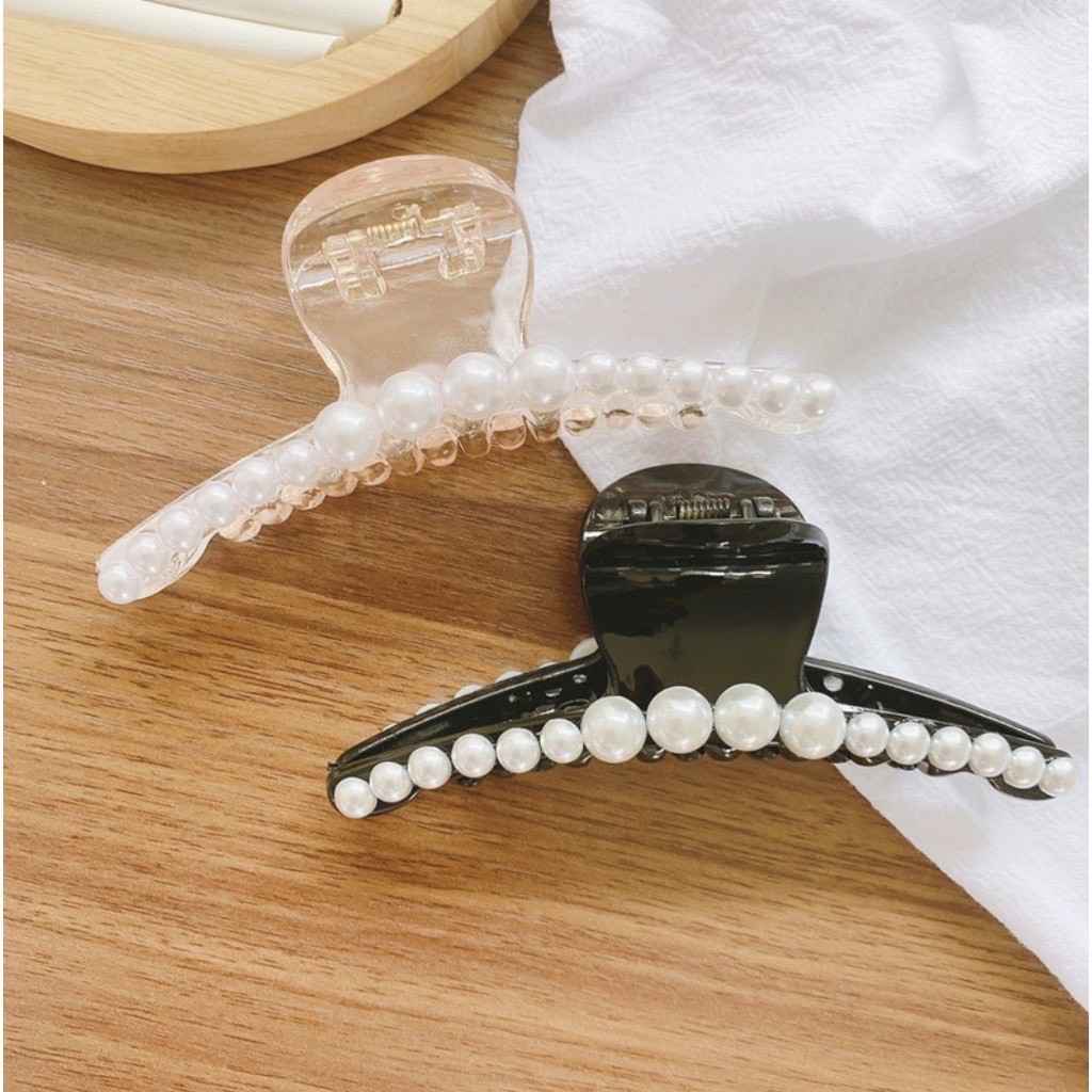 Korean Big Pearl Bead Hair Claw Clip for Women Ponytail Holder Hairpin Headwear