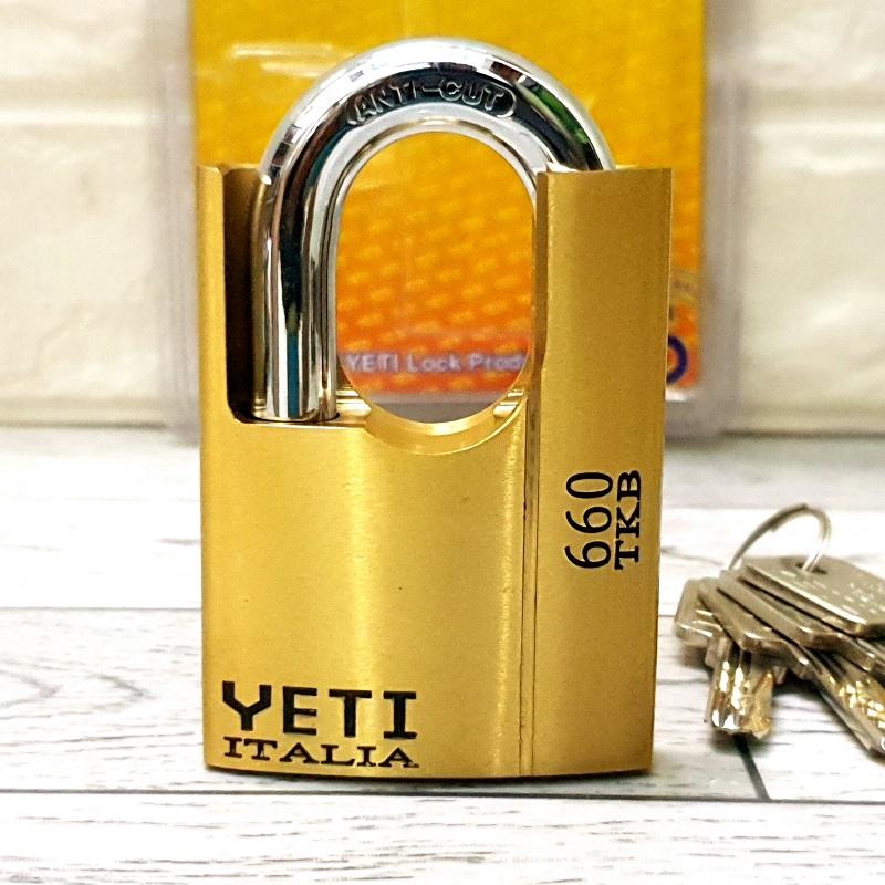 Ổ Khóa Đồng Thau Chống Cắt YETI 6cm Logo đen ( made in Italy ) - SunShine Store